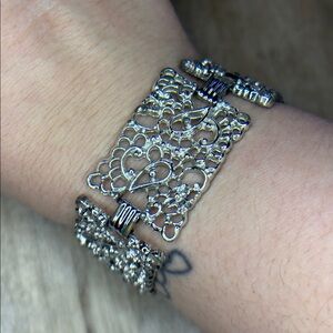 Silver Filagree Vintage Style Panel Bracelet